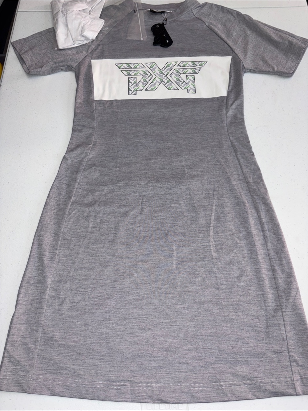PXG Women Dress XS Gray & White Logo Midi Golf Dress w/ White Shorts PocketNWT